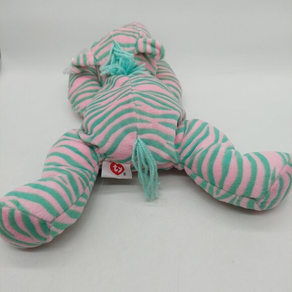 TY Pillow Pals Zulu the Zebra 14" Pink Blue Plush Stuffed Animal 1996 - Picture 3 of 10